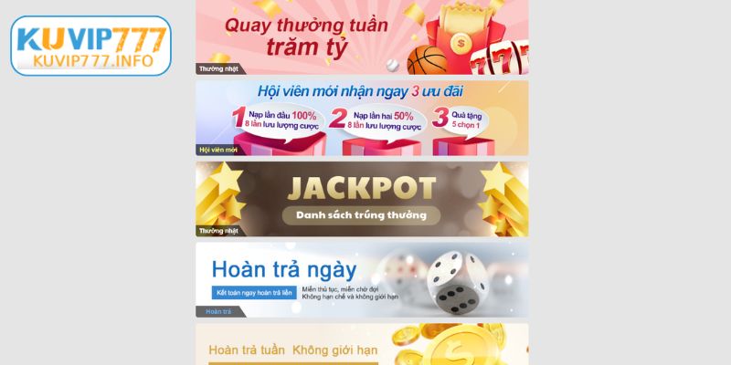 TOP khuyến mãi sau đăng nhập KUVIP777 